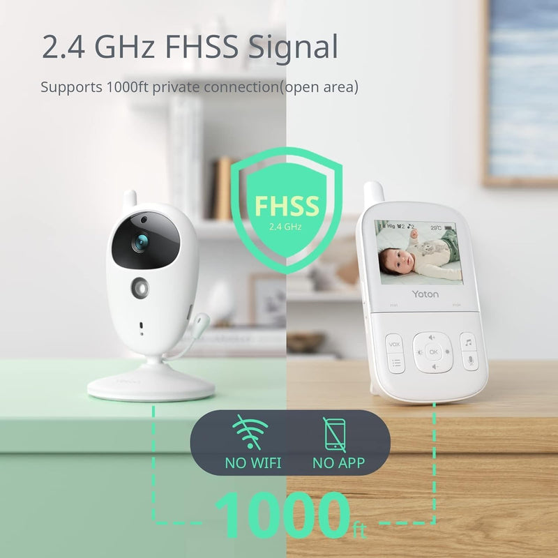 [Australia] - YOTON Baby Monitor no WiFi, 4.3" Baby Monitor Camera with 4X Zoom, 1.8m USB-C Charging Cable, Infrared Night Vision, Two Way Audio, Rechargeable 1500mAh Battery, for Baby/Pet (White) 