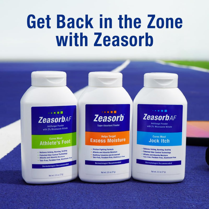 Zeasorb Super Absorbent Antifungal Treatment Powder for Jock Itch, Dermatologist Recommended, Attacks and Absorbs Moisture, Patented Odor Control Technology, with Bentonite Clay and Aloe, 2.5 oz Pack of 1