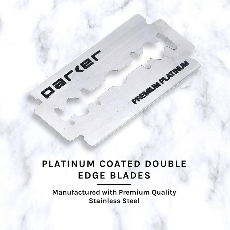 Parker 74R Rose Gold – Long Handle Butterfly Open Safety Razor for Men | Heavyweight Double Edge Razor Includes 5 Premium Platinum Blades