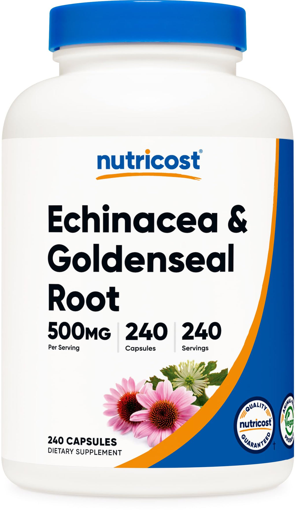 Nutricost Echinacea & Goldenseal Root, 500mg, 240 Capsules - Vegetarian Caps, Non GMO, Gluten Free 240 Count (Pack of 1)