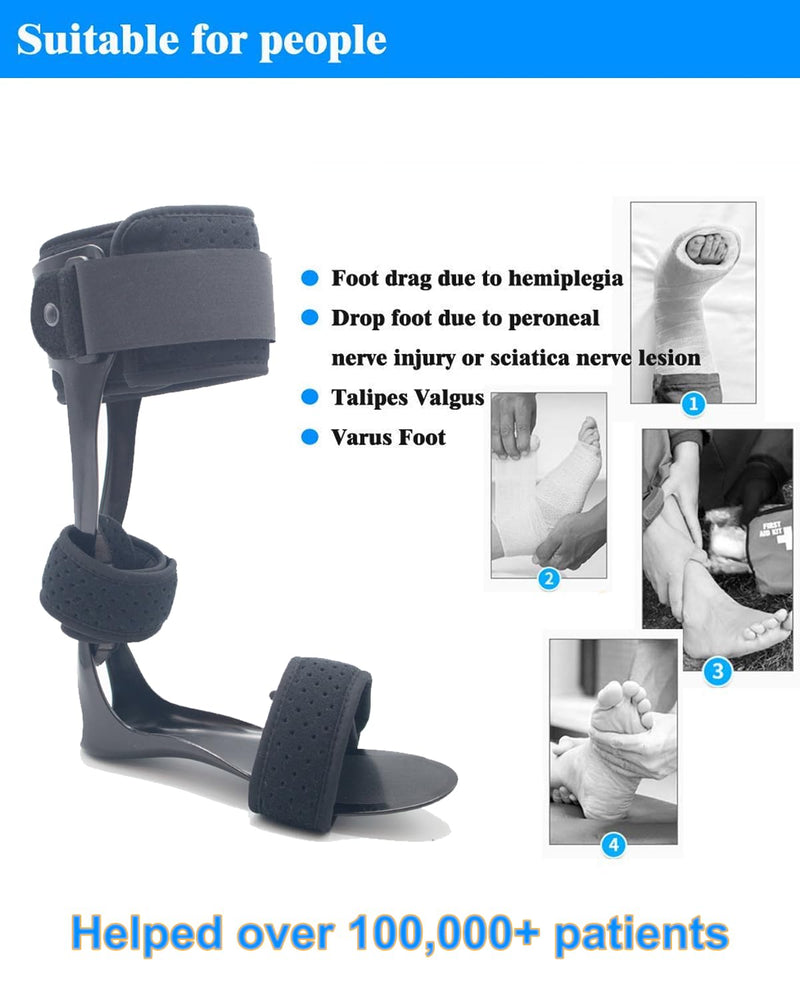 AFO Drop Foot Brace, Medical Ankle Foot Orthosis Support Foot Drop Postural Correction Brace (Left, X-Large) Left