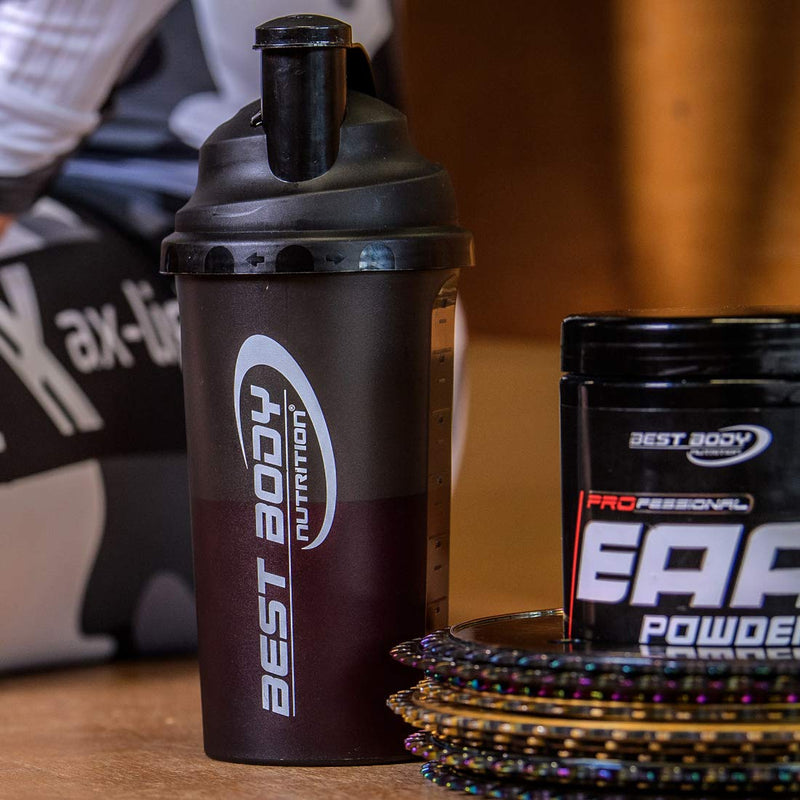 [Australia] - Best Body Nutrition protein shaker black - 700 ml protein shaker with sieve & measuring scale - leak-proof - dishwasher safe - BPA-free - for lump-free protein shakes 