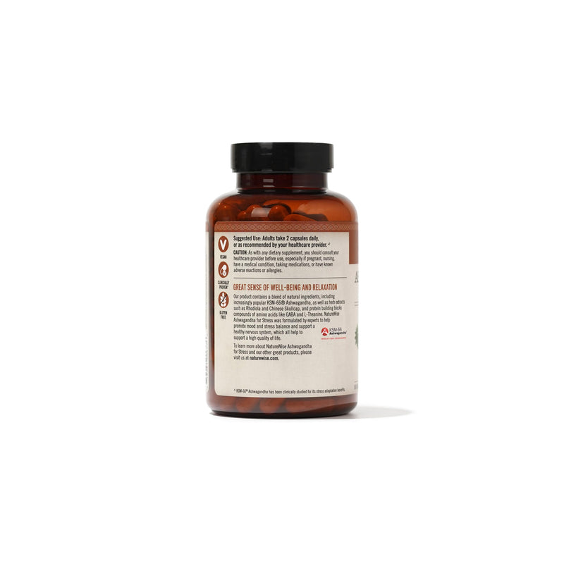 [Australia] - NatureWise Ashwagandha for Stress - With KSM-66 Ashwagandha Extract + GABA + L-Theanine + Rhodiola Rosea - Herbal Stress Support Supplement - Vegan, Non-GMO, Gluten-Free - 60 Capsules[1-Month Supply] 