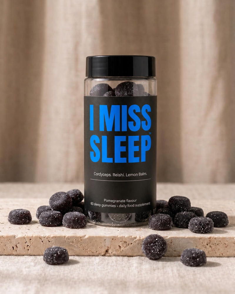 I MISS Sleep™ Sleep Gummies | Pomegranate Sleep Support | with Reishi, Lemon Balm, Cordyceps, Zinc, B Vitamins + Vitamin C | Contains 60 Gummies