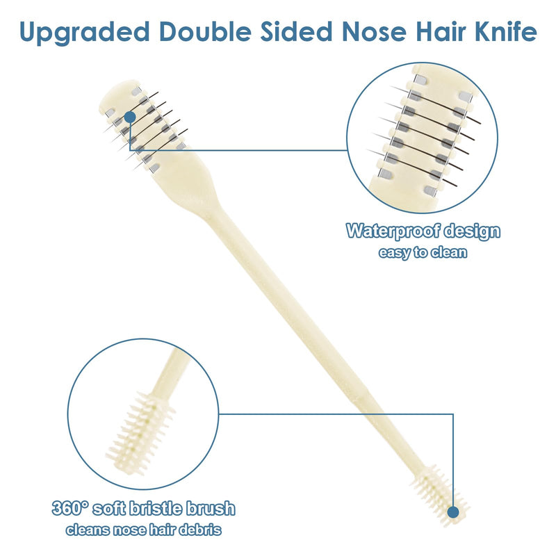 [Australia] - 6 Pcs 2-in-1 Nasal Cutter, Upgrade Double Sided Nose Knife, 360 Nostril Hair Remover Tool, Trimmer for Men, Women, Soft Cleaning Brush (Cream) (6 Pcs)cream 