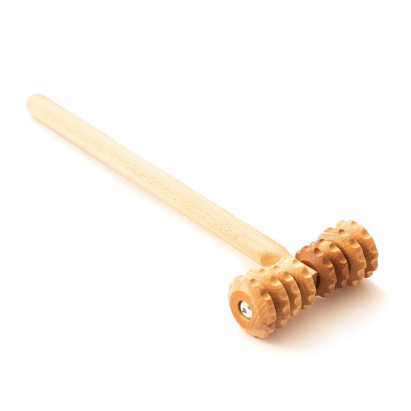 Mr.Woodware T-Shape Wooden Massage Roller - 14.6x5.2 inch Wood Lymphatic Drainage Massager for Body, Face, Back, Legs - Wood Muscle Roller Massage Tools for Therapy, Maderotherapy, Cellulite Reduction