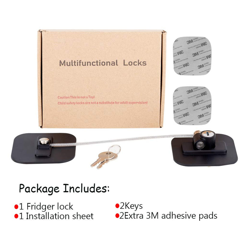 [Australia] - Refrigerator Lock,Fridge Lock with Keys,Freezer Lock and Refrigerator Lock for Child Proof,1Pack Black Fridge Lock 