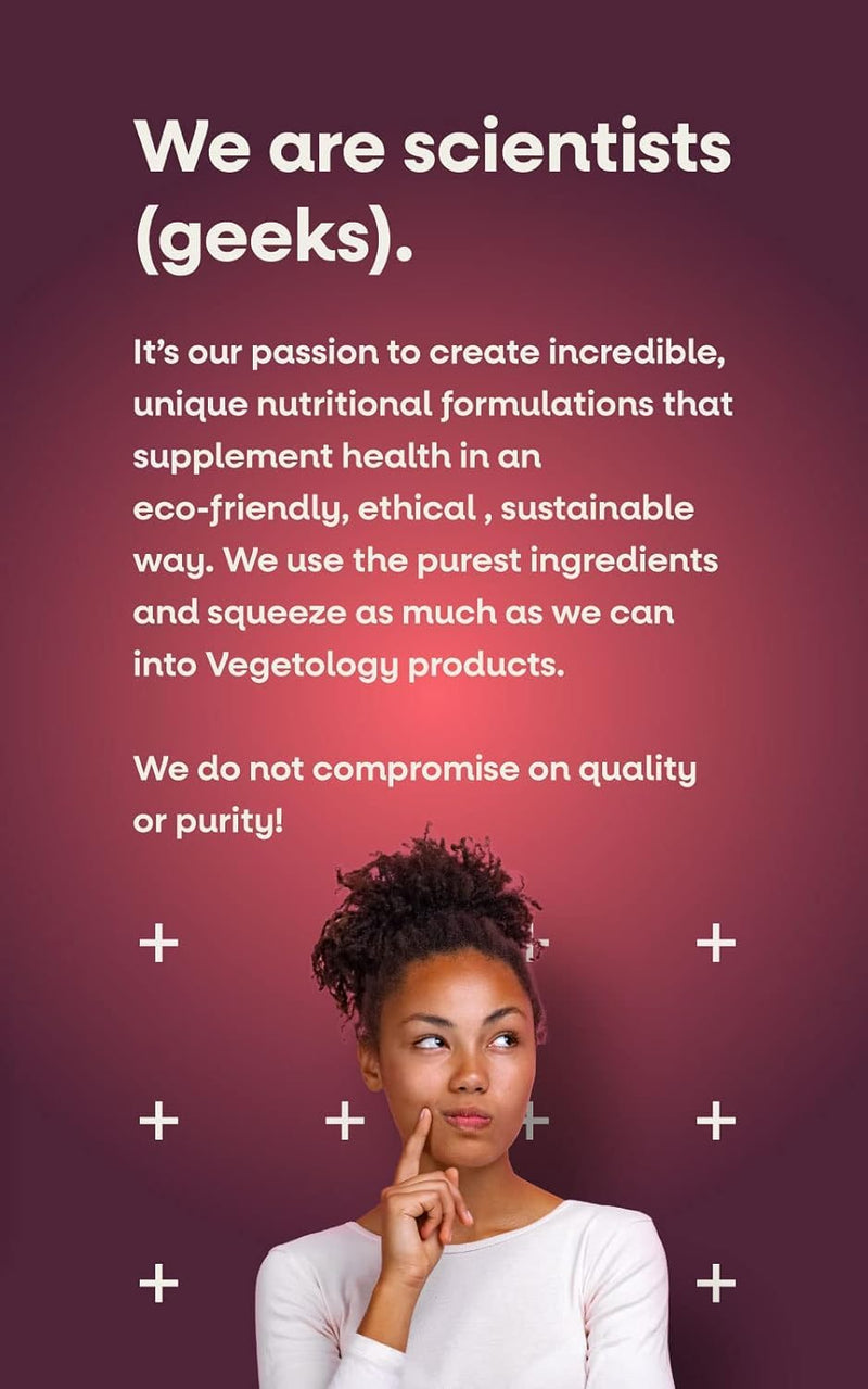 Vegetology Vitamin B12 Sublingual, 100mcg, Fast Acting Tablets, Cruelty Free, Fermented Source, Vegan Friendly, Boosts Energy and Supports Brain Function, 60 Day Supply