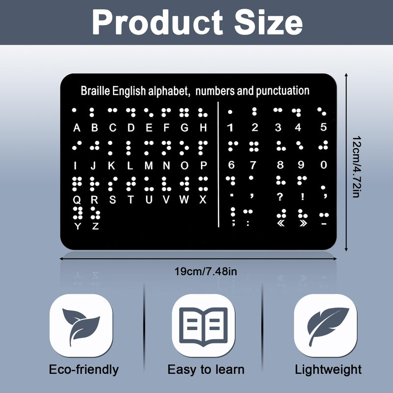 Braille Alphabet Board with Raised Dots, Learn Braille Label Punctuation Help Tool Number Letter Learning Fingerboard for Blind People Beginners Learn Teaching Aid (8.27'' x 7.48'')