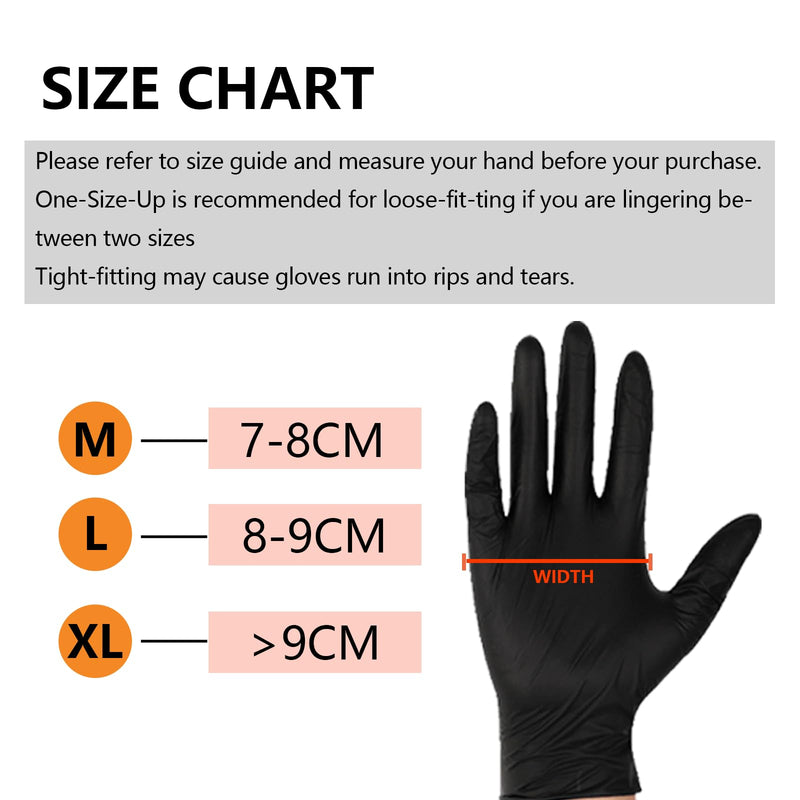 [Australia] - Nitrile Gloves 100 Pack Gloves Disposable Latex Free, Black Cleaning Gloves, Powder Free Food Prep Gloves for Men & Women Medium 