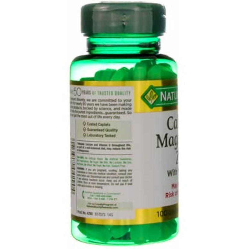 [Australia] - Nature's Bounty Calcium Magnesium & Zinc Caplets, Immune & Supporting Bone Health, 100 Count Calcium Magnesium Zinc 100 Count (Pack of 1) 