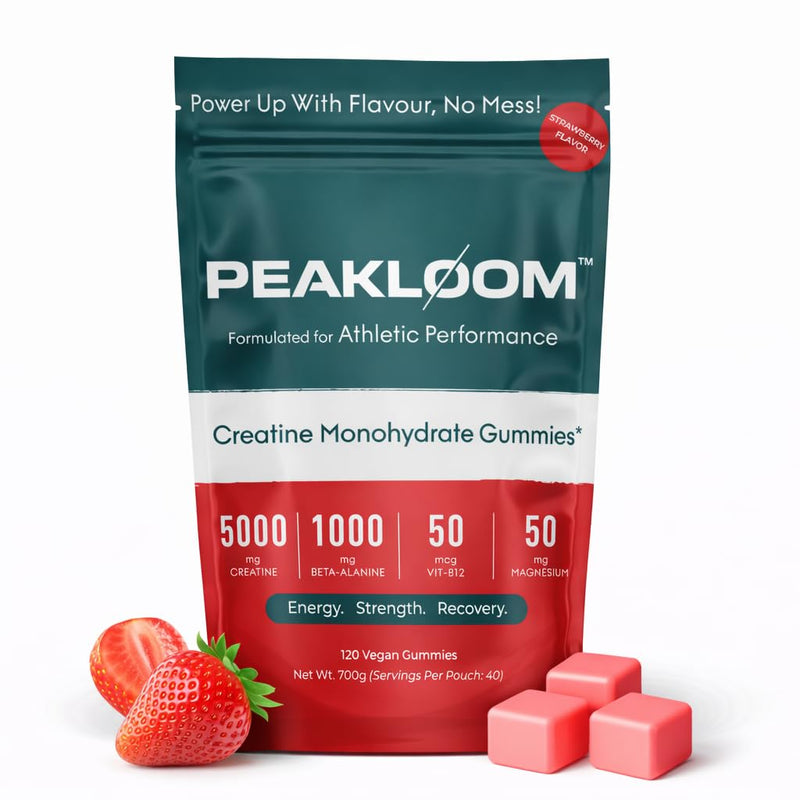 Creatine Monohydrate Gummies, 5000mg Creatine, 1000mg Beta-Alanine, with Added Magnesium & VIT B12, 120 Vegan Gummies, Creatine Supplement for Men & Women (40 Day Supply, Strawberry Flavour)