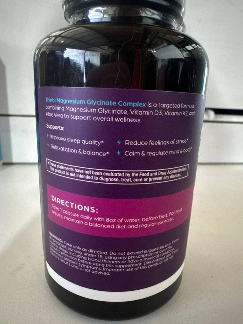 [Australia] - Magnesium Glycinate 1160mg + Aloe Vera, D3 & K2 Complex 90 Capsules - High Absorption, Non-Laxative - Supports Healthy Stress Response, Muscle Function & Healthy Metabolism Chelated Formula 