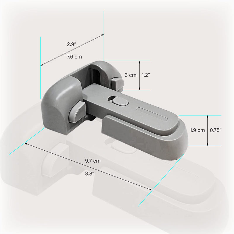 [Australia] - One-handed Operation Fridge Lock Child Proof, Refrigerator/Fridge/Freezer Latches to Keep Door Closed, 3M VHB Tape, No Tools Need, Grey, by Heart of Tafiti 