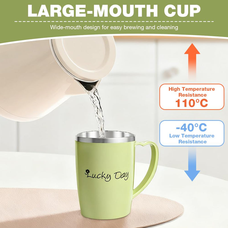 350ml Adult Sippy Cup, 3-in-1 Elderly Spill Proof Cups, Beakers for Elderly with Lid and 30cm Straw, Spill Proof Adult Sippy Cup with Handle,Stainless Steel Dysphagia Cups for Elderly Patient Green