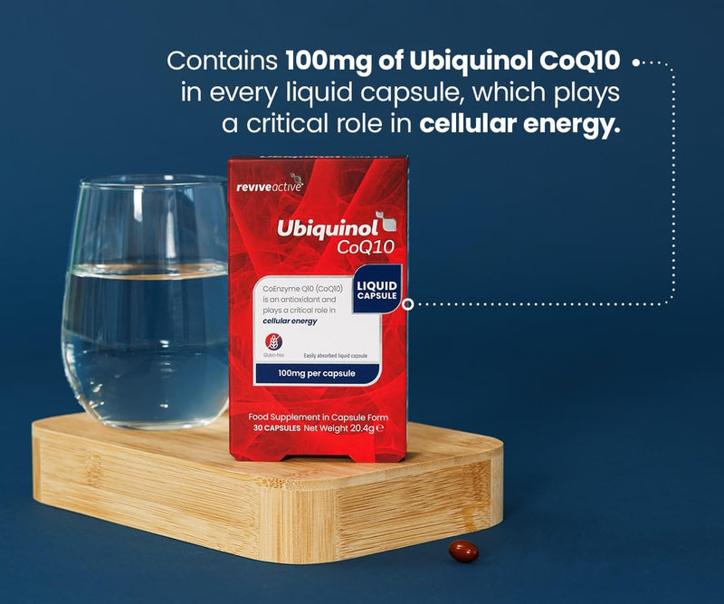 Revive Active Ubiquinol CoQ10 100mg, Highly Absorbable Kaneka™ Ubiquinol, Supports Cellular Energy & Antioxidant Protection, Easily Absorbed Liquid Capsule, 30 Day Supply