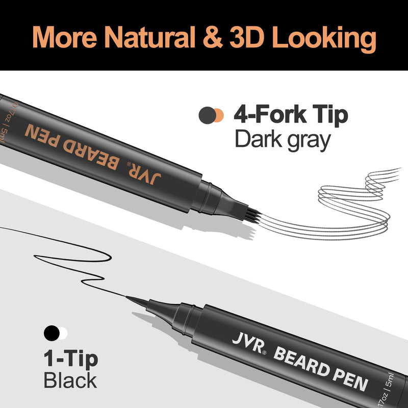 [Australia] - JVR 2 Beard Filler Pen (Black+Grey) Black+Grey 