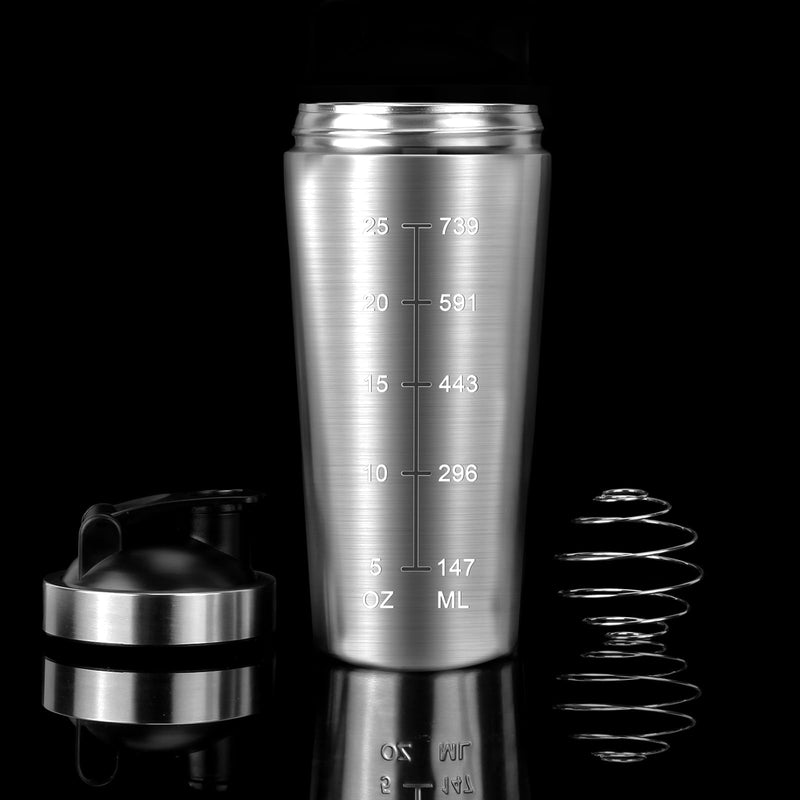 [Australia] - POFIBO stainless steel protein shaker, 750ML shaker for protein shake, sports fitness protein shaker with steel ball, BPA-free and leak-proof protein shaker, ideal for protein powder and protein shakes 