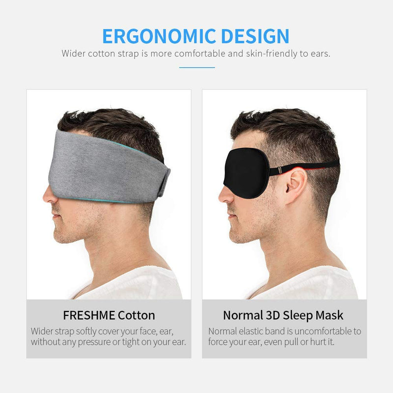 [Australia] - FRESHME Cotton Sleep Eye Mask for Men - Upgrade Design Blackout Side Sleeper Eyes Cover for Night Sleeping, Large Size Wide Soft Travel Airplane Blindfold with Adjustable Velcro Strap for Work Nap A-upgraded Nose Pad 