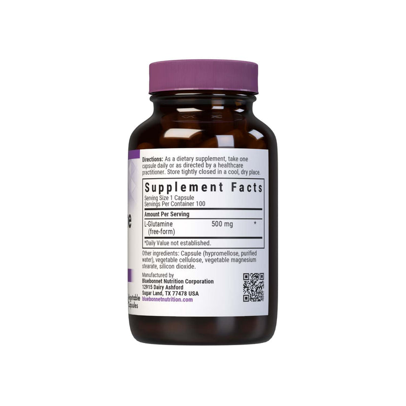 [Australia] - Bluebonnet Nutrition L-Glutamine 500mg, Supports Immune Function*, Nitrogen Transporter*, Soy-Free, Gluten-Free, Non-GMO, Kosher Certified, Vegan, 100 Vegetable Capsules, 100 Servings 100 Count (Pack of 1) 