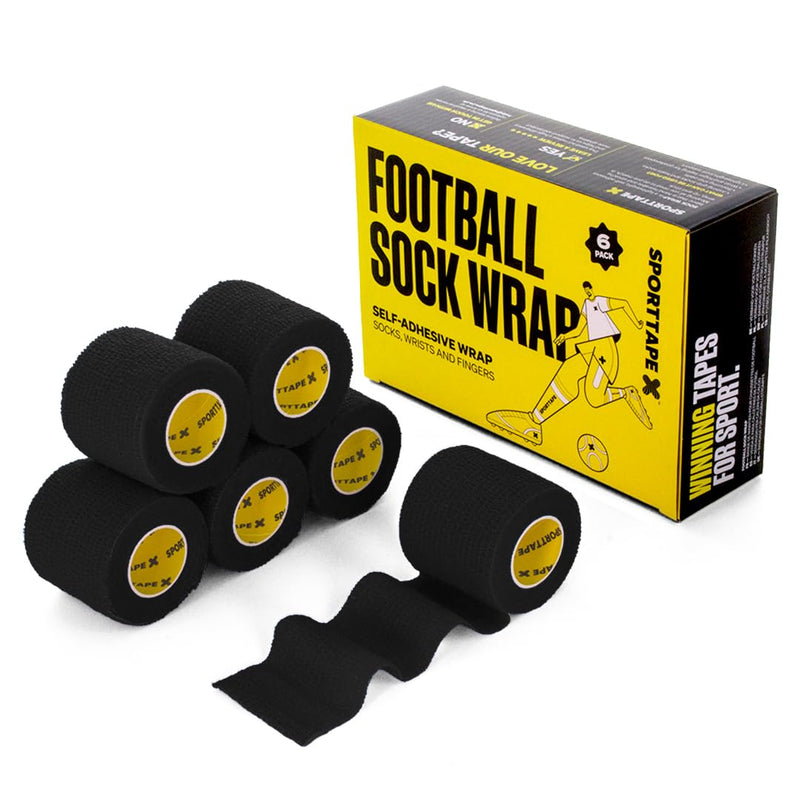 [Australia] - 6 rolls of SPORT TAPE self-adhesive football sock tape - 5 cm x 4.5 m - black - cohesive bandage sock tape sock tape - wrist and ankle bandage for athletes - pet wrap fixing bandage horses, dogs 5 x 450 cm (6 rolls) 