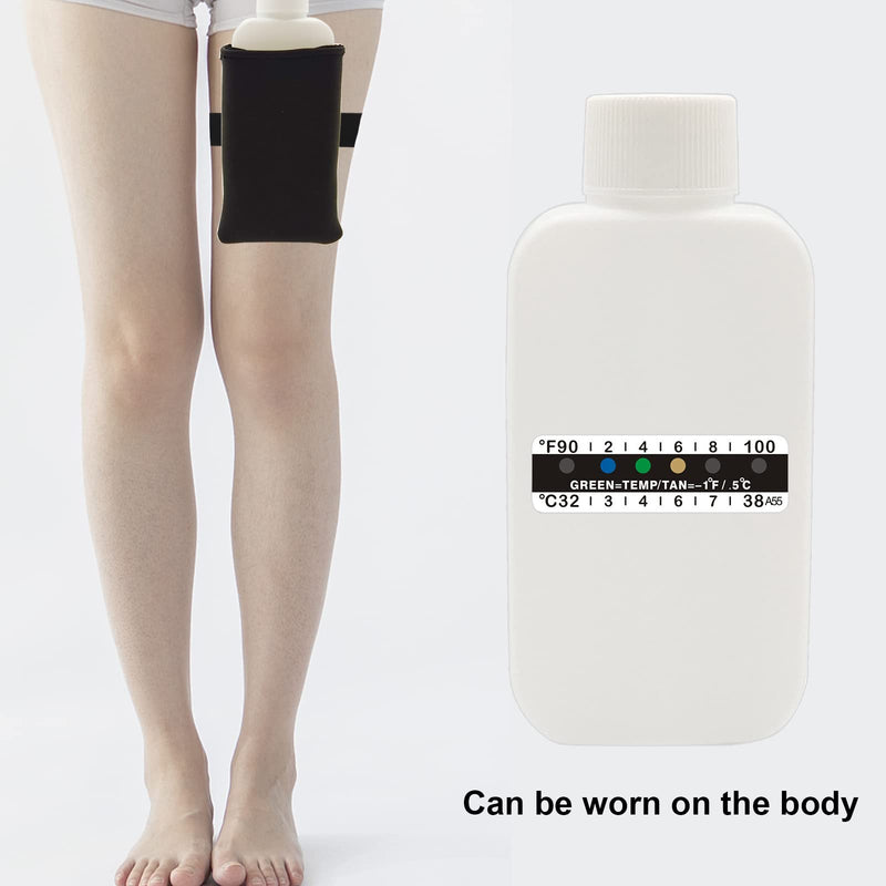 14Pcs Urine Test Complete Kit Include Portable Empty Bottles 10 Adhesive Temperature Test Strip Hidden Leg Strap Oxford Pouch Urine Test Bottles Temperature Urine Strip Sticker for Testing Traveling