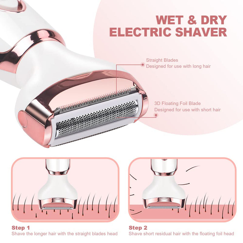 [Australia] - ACWOO Electric Shaver for Women, 4-in-1 Electric Women's Shaver, Painless Intimate Razor for Women, Hair Trimmer for Face Nose Armpits Intimate Area Bikini Zone, USB Charging C-pink 