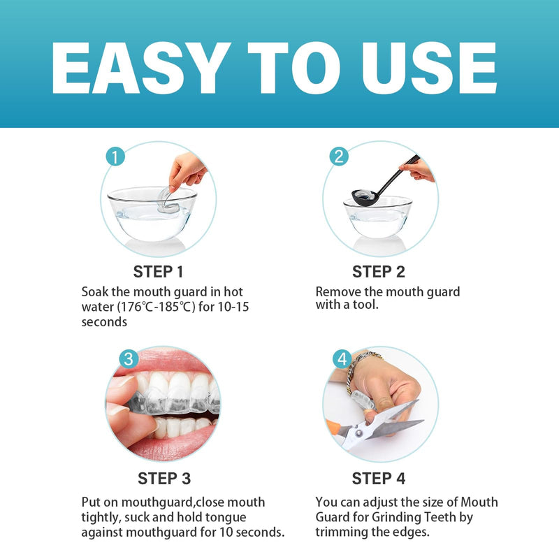 [Australia] - Night Guard for Teeth Grinding, Mouth Guard for Cleaning Teeth at Night, Reusable Night Guard for Teeth Grinding, Night Guard for Teeth - 4 Pack to 2 Sizes Light Green 