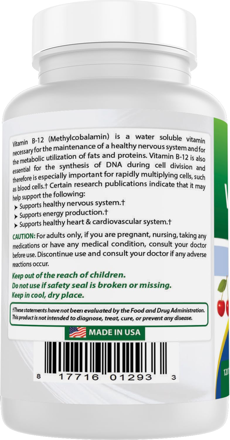 Best Naturals Vitamin B-12 as Methylcobalamin (Methyl B12), 6000 mcg 120 Sublingual Tablets (120 Count (Pack of 2))