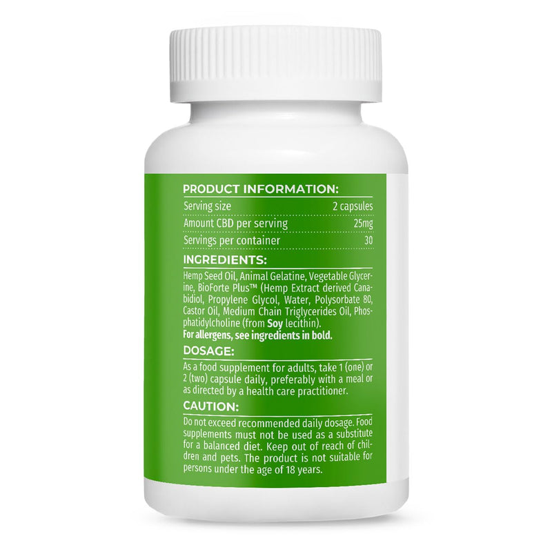 Reakiro Forte CBD Soft Gel Capsules 750mg 60pcs | Fast-Acting CBD Capsules with BioForte Plus | 12mg Cannabidiol Oil per Capsule I High Strength | Stress & Anxiety Relief