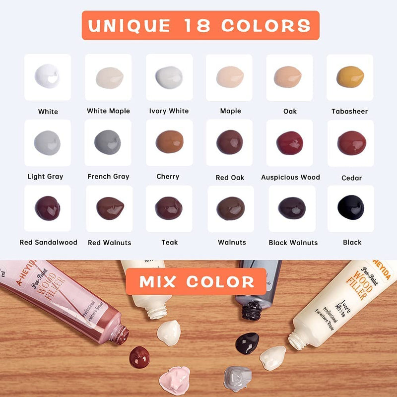[Australia] - Wood Furniture Repair Kit - 18 Colors Wood Filler Hardwood Laminate Vinyl Floor Repair Kit Wood Putty Cabinet Touch Up Kit - Cover Scratches, Stains, Holes for Table, Door, Veneer, Cherry, Walnut 