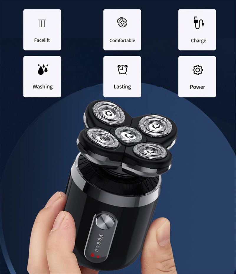 [Australia] - Head Shavers for Men, Men’s 5-in-1 Electric Head Shaver, Waterproof Electric Razor, Rechargeable Wet and Dry Mens Grooming Kit Head Shaver A 5 Head 