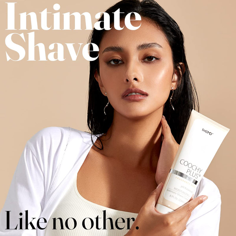 [Australia] - IntiMD Coochy Plus Intimate Shaving Cream Fragrance Free For Pubic, Bikini Line, Armpit and more - Rash-Free, Prevents Razor Burns & Bumps, In-Grown Hair, Itchiness 8oz Tube 