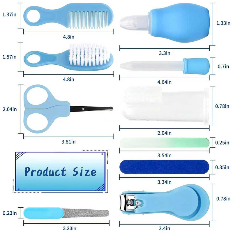 [Australia] - Baby Grooming Kit, Infant Safety Care Set with Hair Brush Comb Nail Clipper Nasal Aspirator,Baby Essentials Kit for Newborn Girls Boys Blue 18 in 1 