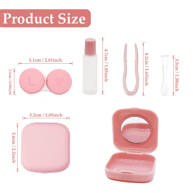 [Australia] - laeeyin Contact Lens Case Portable Hygiene Contact Lens Case Travel Set with Mirror for Daily Trips such as Traveling and Working (Pink) Pink 