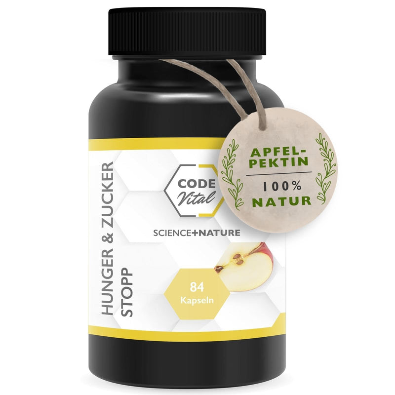 [Australia] - CODE VITAL Hunger & Sugar Stop | Vegan diet support I satiety | Nourishes sugar-excreting intestinal bacteria | Apple pectin high dosage I 100% natural | Made in Austria | 84 Kps 84 pieces (pack of 1) 
