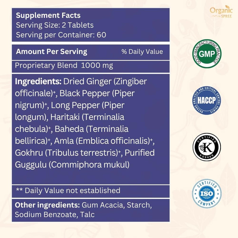 ORGANIC SPREE Gokshuradi Guggulu 120 Tablets - Ayurvedic Formulation - Certified and Vegetarian (1) 1