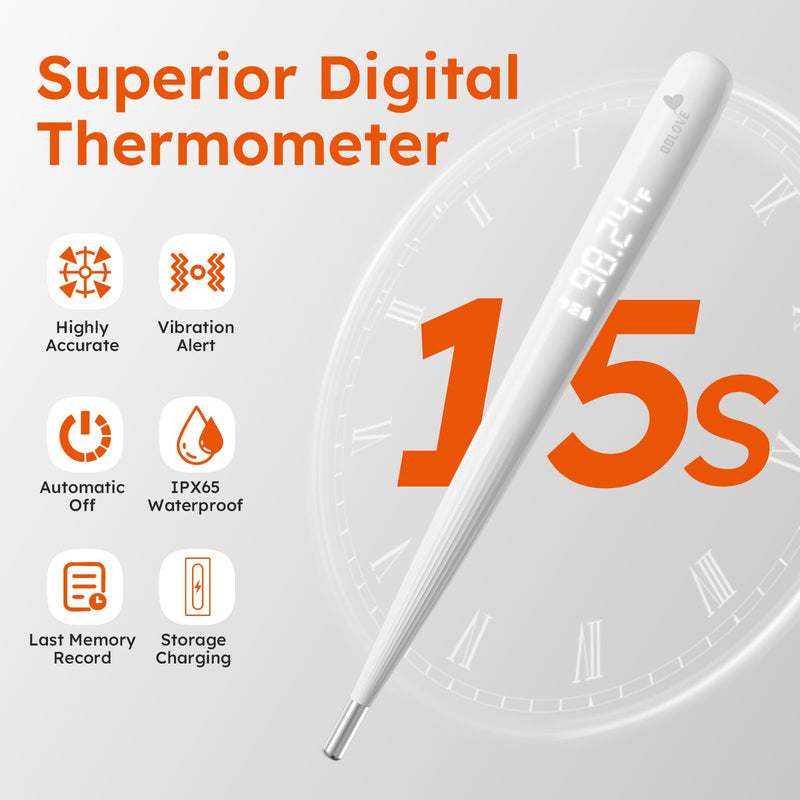 [Australia] - Oral Thermometer for Adults and KidsÔºåRechargeable Fast Reading Digital Thermometer with LED DisplayÔºåMedical-Grade Accurate Rectal Thermometer for Babies White 