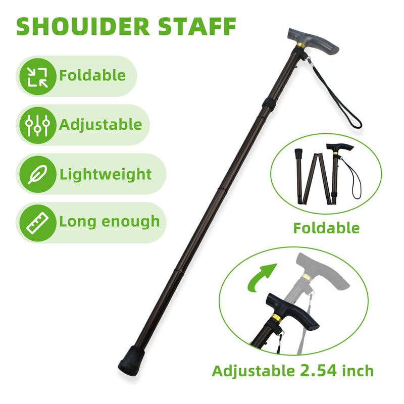 [Australia] - Shoulder Pulley for Physical Therapy, Foldable Shoulder Wand Rotator Cuff Rehab ‚Äì Portable & Shoulder Reliever with Hook, Lightweight Stretching Tool ‚Äì Durable Shoulder Exercise Equipment (Black) Black 