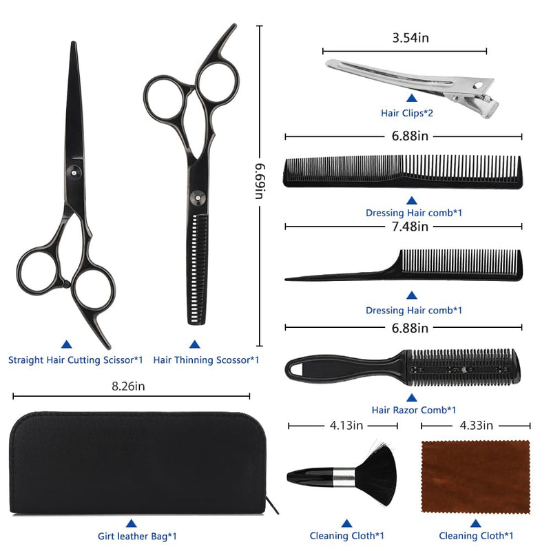 [Australia] - Hairdressing scissors set, 6.7 inch professional hairdressing scissors set, hair scissors and thinning scissors set with hairdressing cape, for women, men and children, for use at home and in the salon 