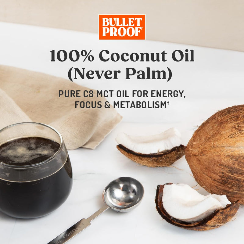 Bulletproof Brain Octane C8 MCT Oil Packets, Pack of 15 – 100% Pure Coconut Oil, Triple-Distilled Keto Energy Supplement for Coffee & Smoothies, Unflavored, No Additives or Fillers, Non-GMO 0.5 Fl Oz (15 Packets)