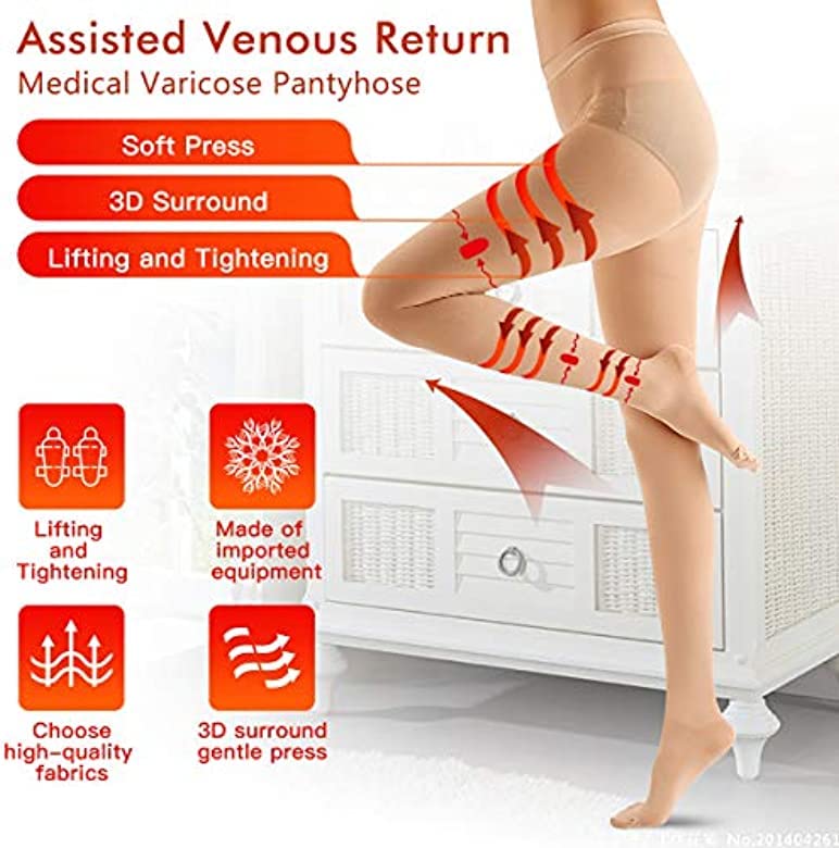 [Australia] - KISSLIFE 2 Pairs Compression Pantyhose Women Support Hose 20-30 mmHg Closed Toe Graduated Compression Stockings for Varicose Veins Beige and Black X-Large (2 Pair) 