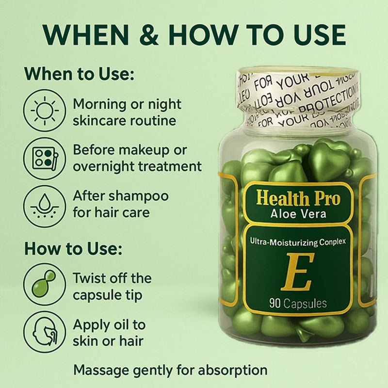 Nu-Health Aloe Vera Vitamin E Skin Oil Capsules, 90 Capsules for Face
