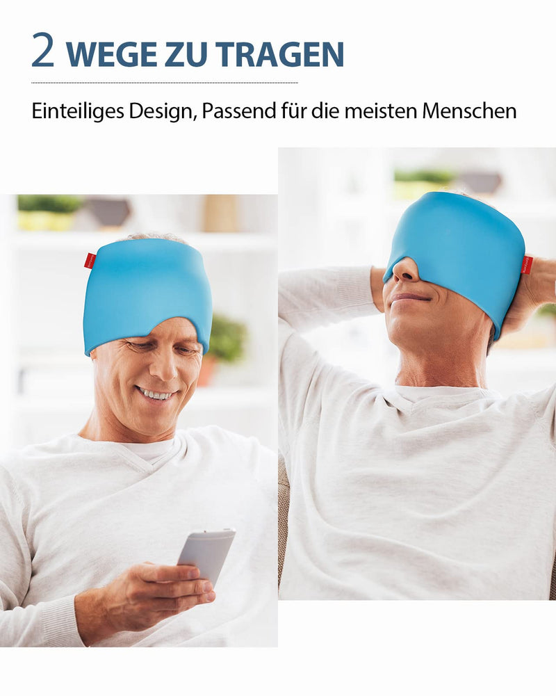 [Australia] - Comfytemp Migraine Mask Gel Cooling Mask, Stretchy Cooling Hat Sleep Mask, Cold Compression Therapy Cool Pack Face, Ice Cap for Headaches, Swollen Eyes, Sinuses, Nervousness Blue 