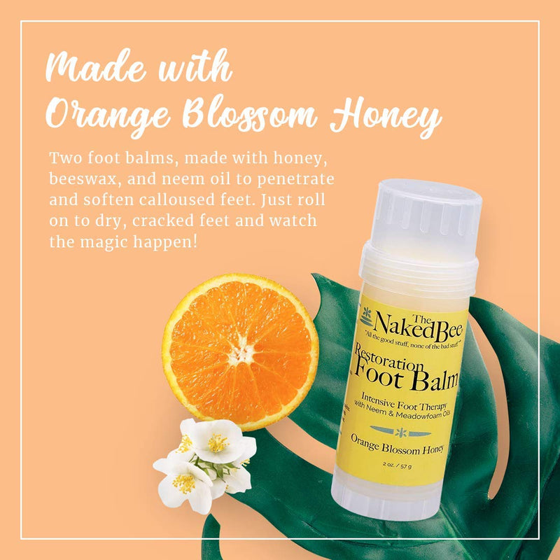 [Australia] - The Naked Bee Orange Blossom Honey Restoration Foot Balm, (2 oz) - 2 Pack 2 Ounce (Pack of 2) 