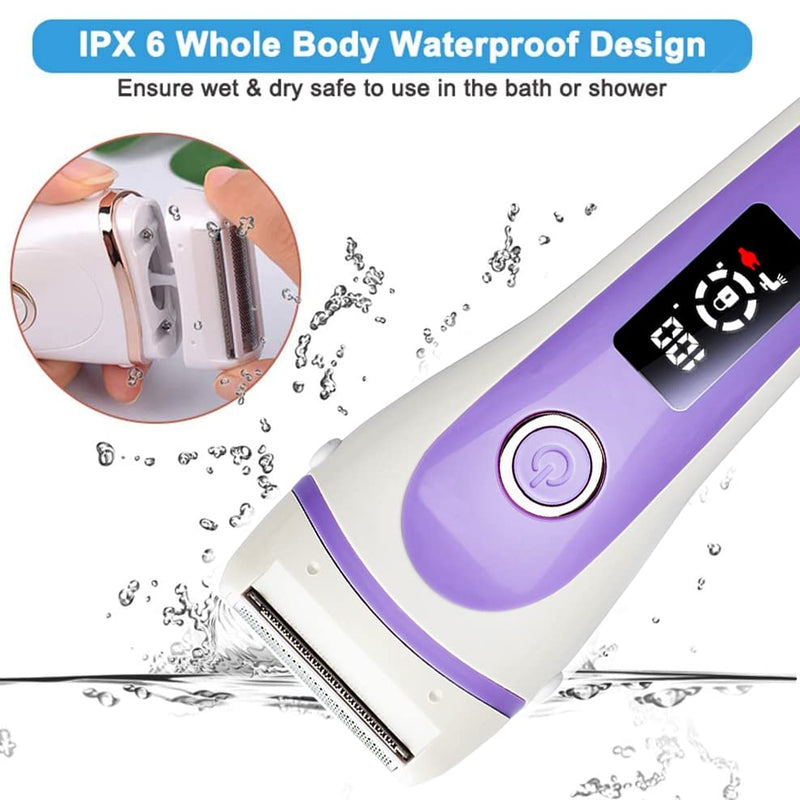 [Australia] - Electric Lady Shaver Bikini Trimmer Wet & Dry Rechargeable Cordless Painless Electric Razor for Women, LED Display Razor for Legs Underarms (Violet) Violet 
