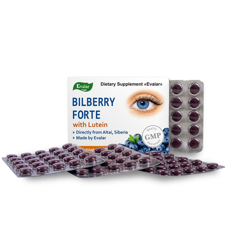 Blueberry Forte by Evalar Vitamins Lutein Zinc Minerals 100 Tabs