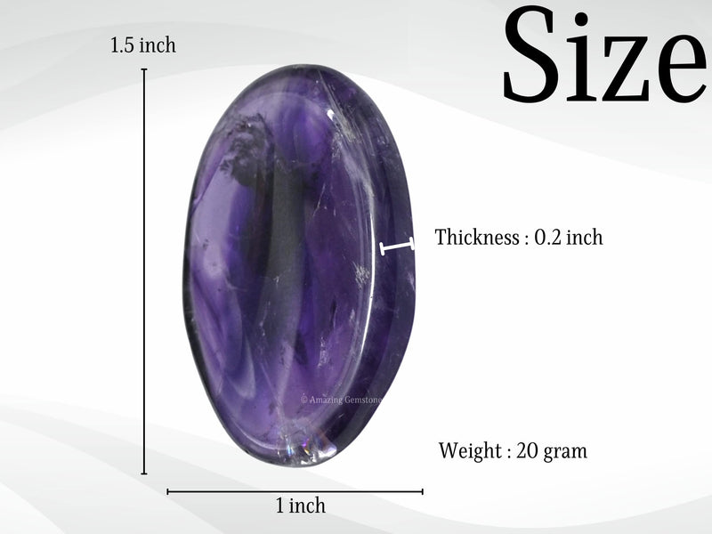 Amazing Gemstone Set of 4 Thumb Worry Rubbing Stone for Anxiety Healing ~ Amethyst, Rose Quartz, Clear Quartz, Black Agate Oval Cabochon Stone ~ Easy to Carry Natural Crystal Pocket Palm Stone