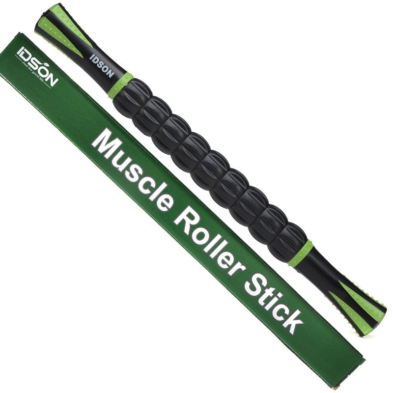 [Australia] - Muscle Roller Stick for Athletes- Body Massage Sticks Tools Massager for Relief Muscle Soreness,Cramping and Tightness,Help Legs and Back Recovery,Black Green Black Green 