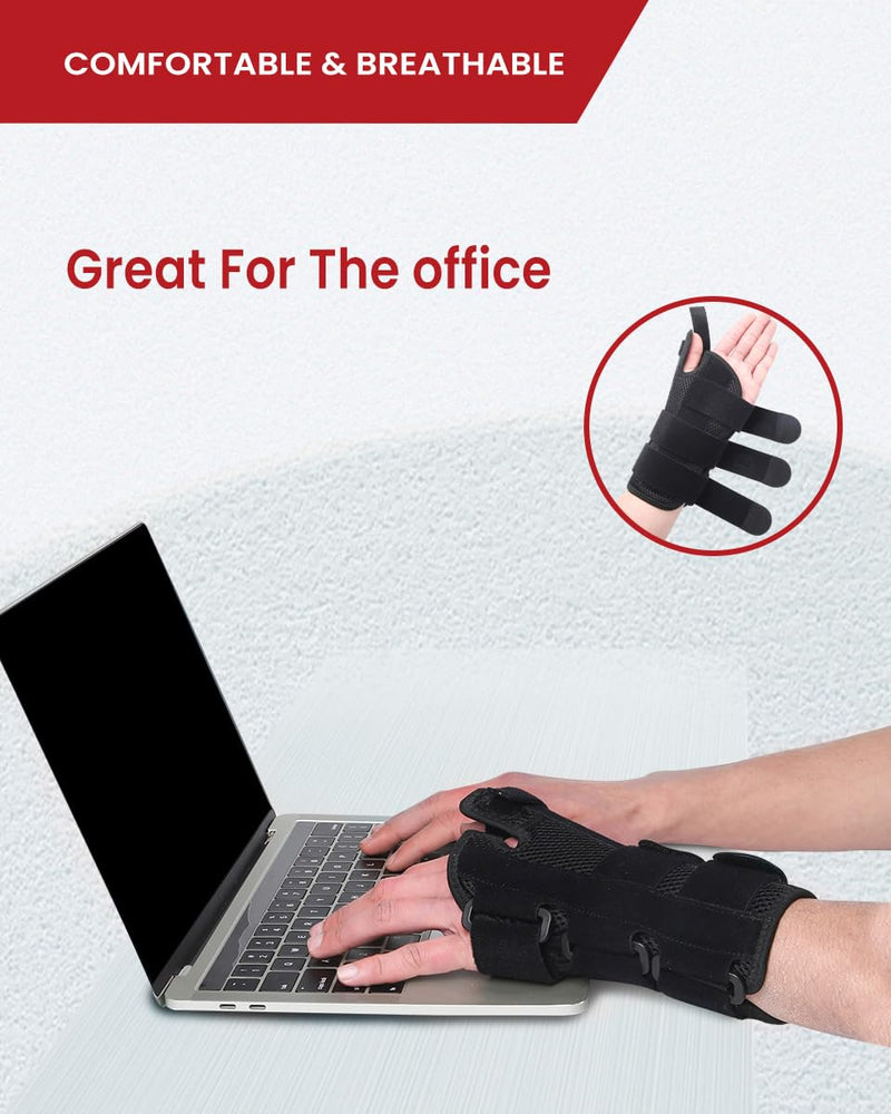 Hurmoya Wrist Brace Thumb Spica Splint Support for Carpal Tunnel, De Quervain's Tenosynovitis, Tendonitis Pain Arthritis Trigger for Man and Women (Large - Right Hand) Large